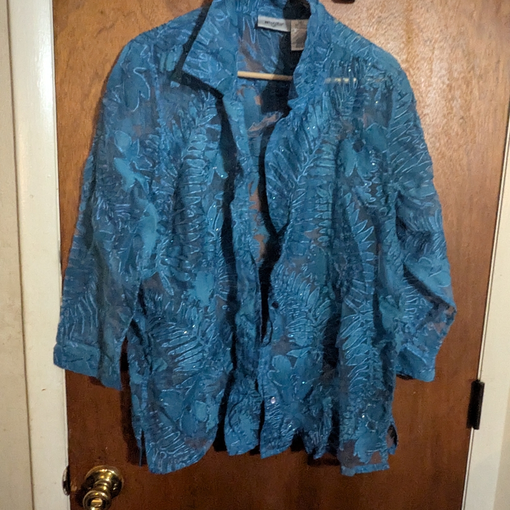 Elegant Blue Lace Blazer